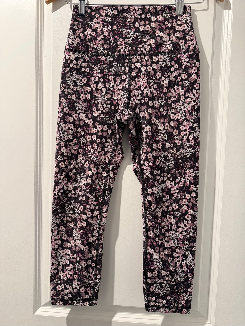RBX Womens  Floral Print Leggings in Black and Pink